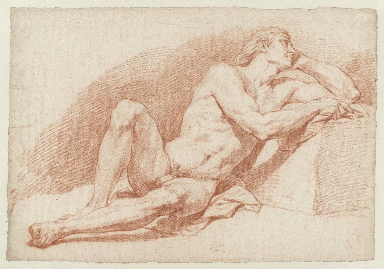 Seated, Leaning Male Nude by Cornelis Joseph d