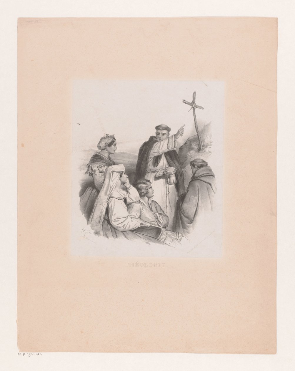 Company and Monks by a Cross by Cornelis Kruseman