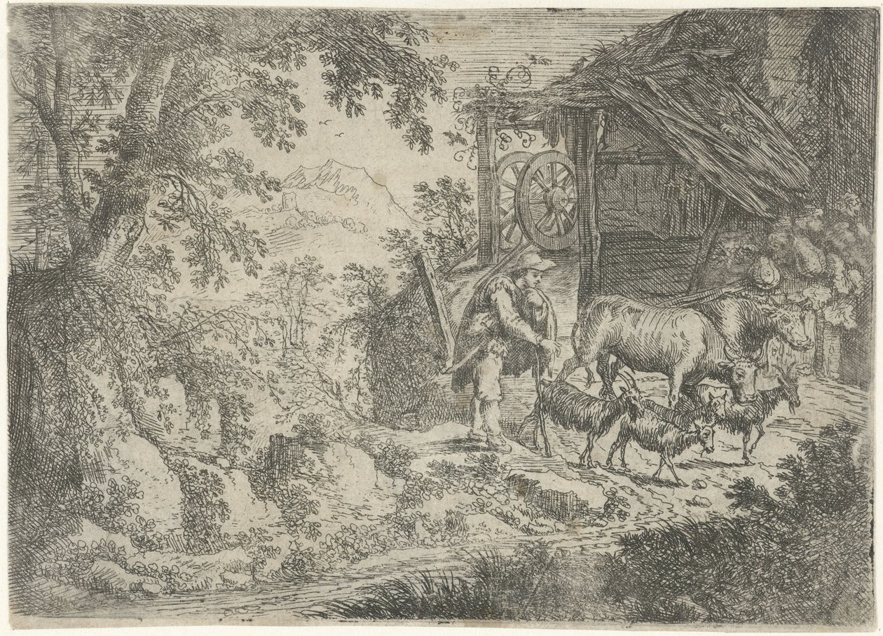 Shepherd with Goats and Cows by Cornelis Matthieu