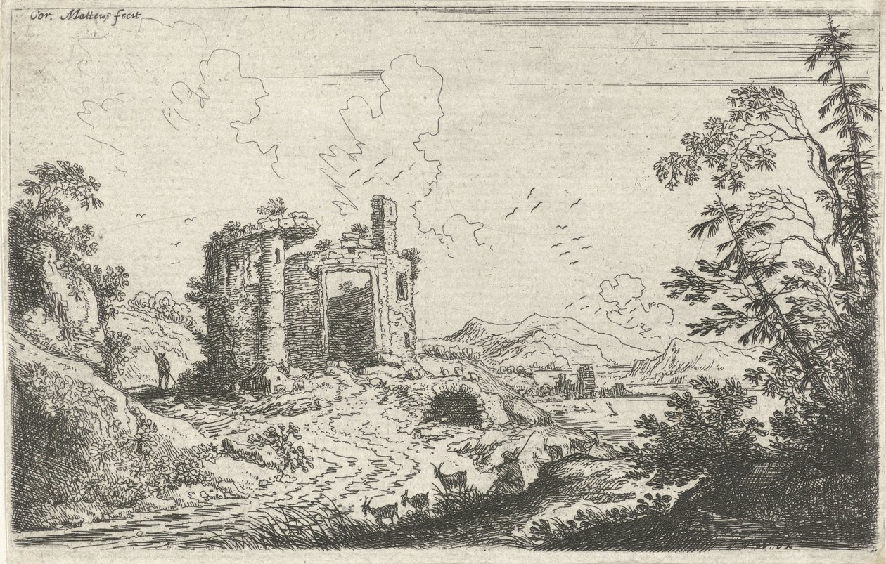 Landscape with a Goat Herder by Cornelis Matthieu