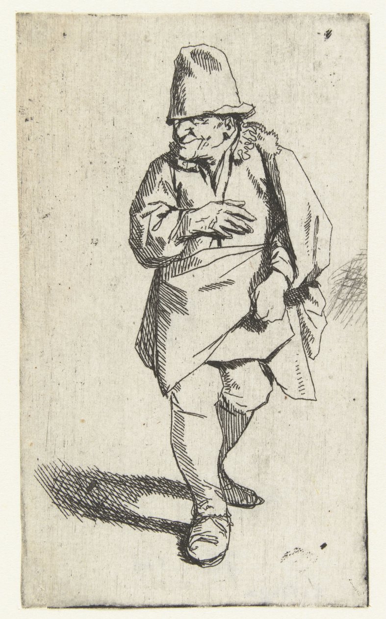 Standing Man with High Hat or Cap, Right Hand on Chest by Cornelis Pietersz. Bega