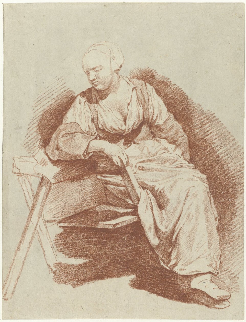 Study of a Woman Seated, Leaning on her Right Arm by Cornelis Pietersz. Bega