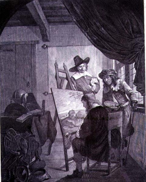 The Patron and the Painter, after a 17th century painting by Cornelis Bega, 18th century by Cornelis Pietersz Bega