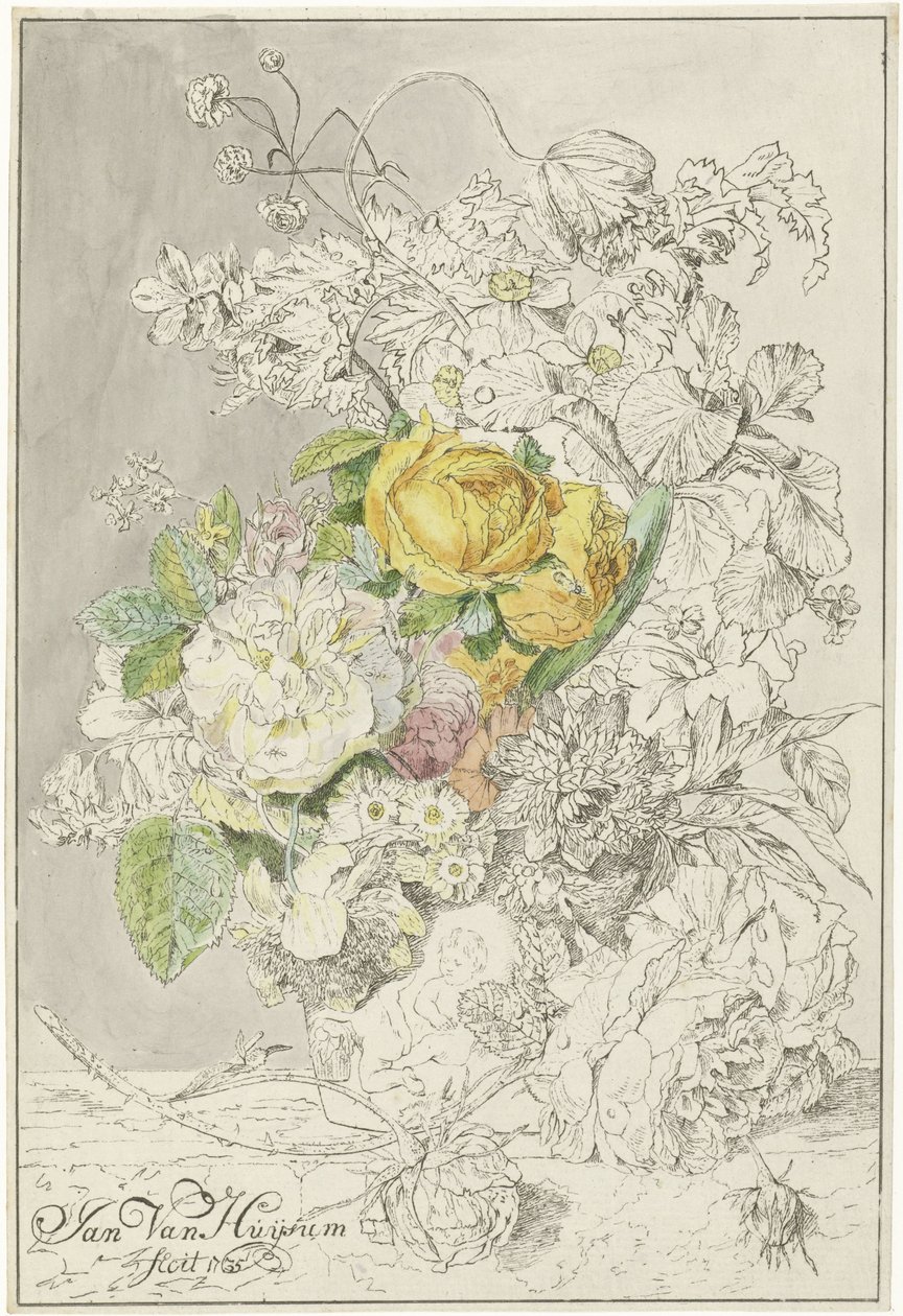 Flower Piece by Cornelis Ploos van Amstel (signed by artist)