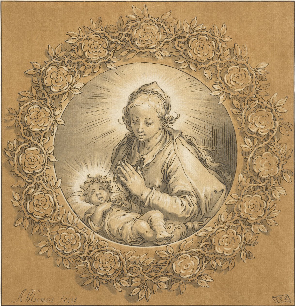 Mary with Christ Child by Cornelis Ploos van Amstel (signed by artist)