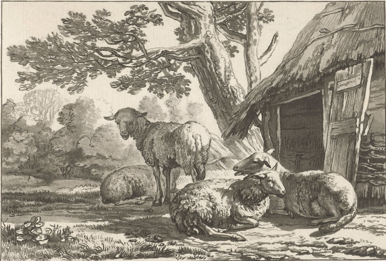 Sheepfold by Cornelis Ploos van Amstel (signed by artist)