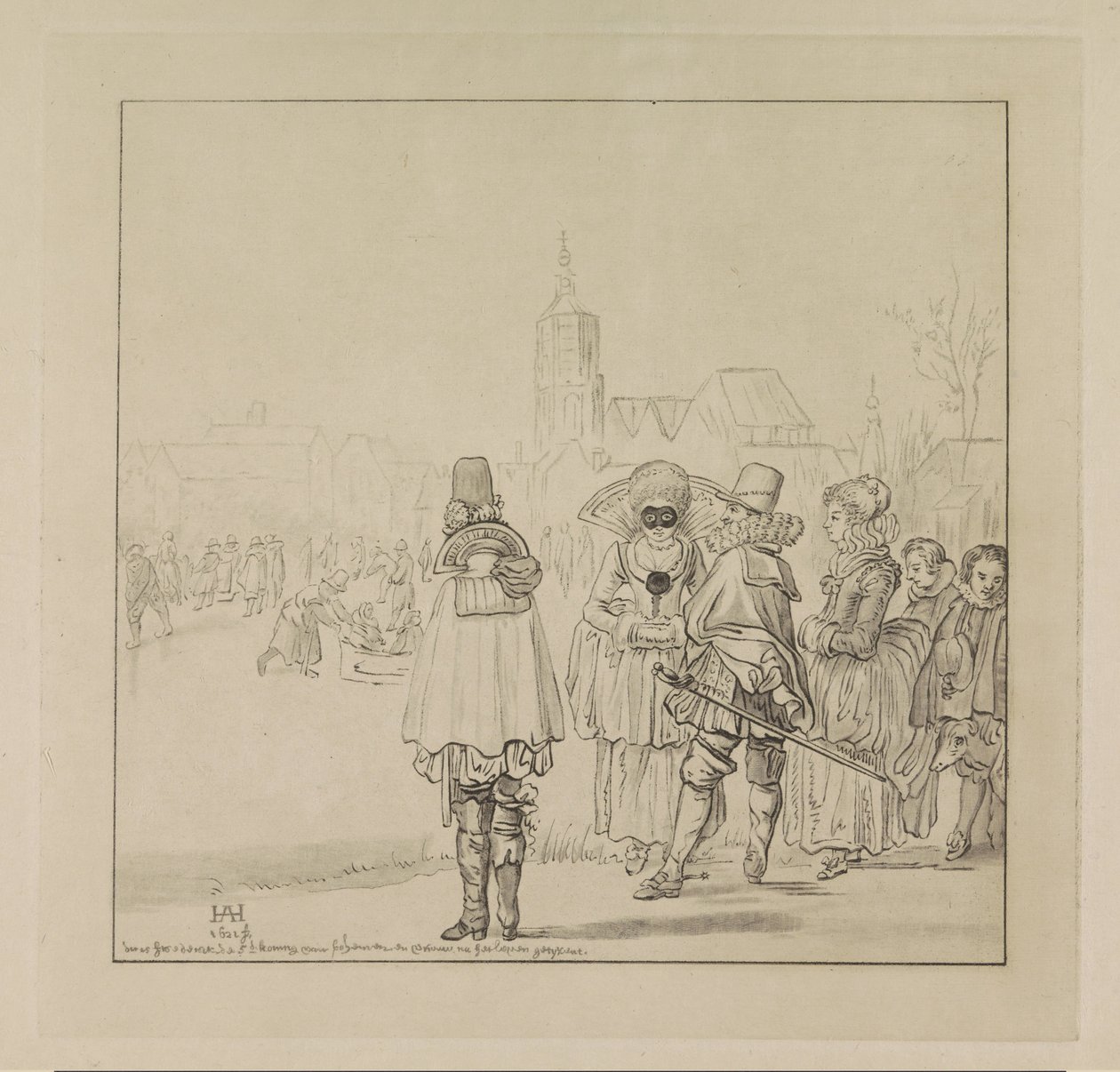 Elegant Company on the Ice by Cornelis Ploos van Amstel