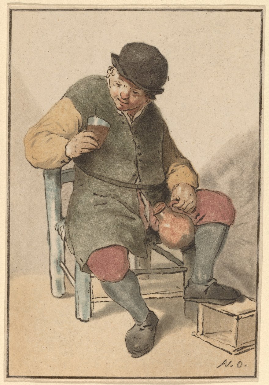 Seated Peasant with Jug by Cornelis Ploos van Amstel
