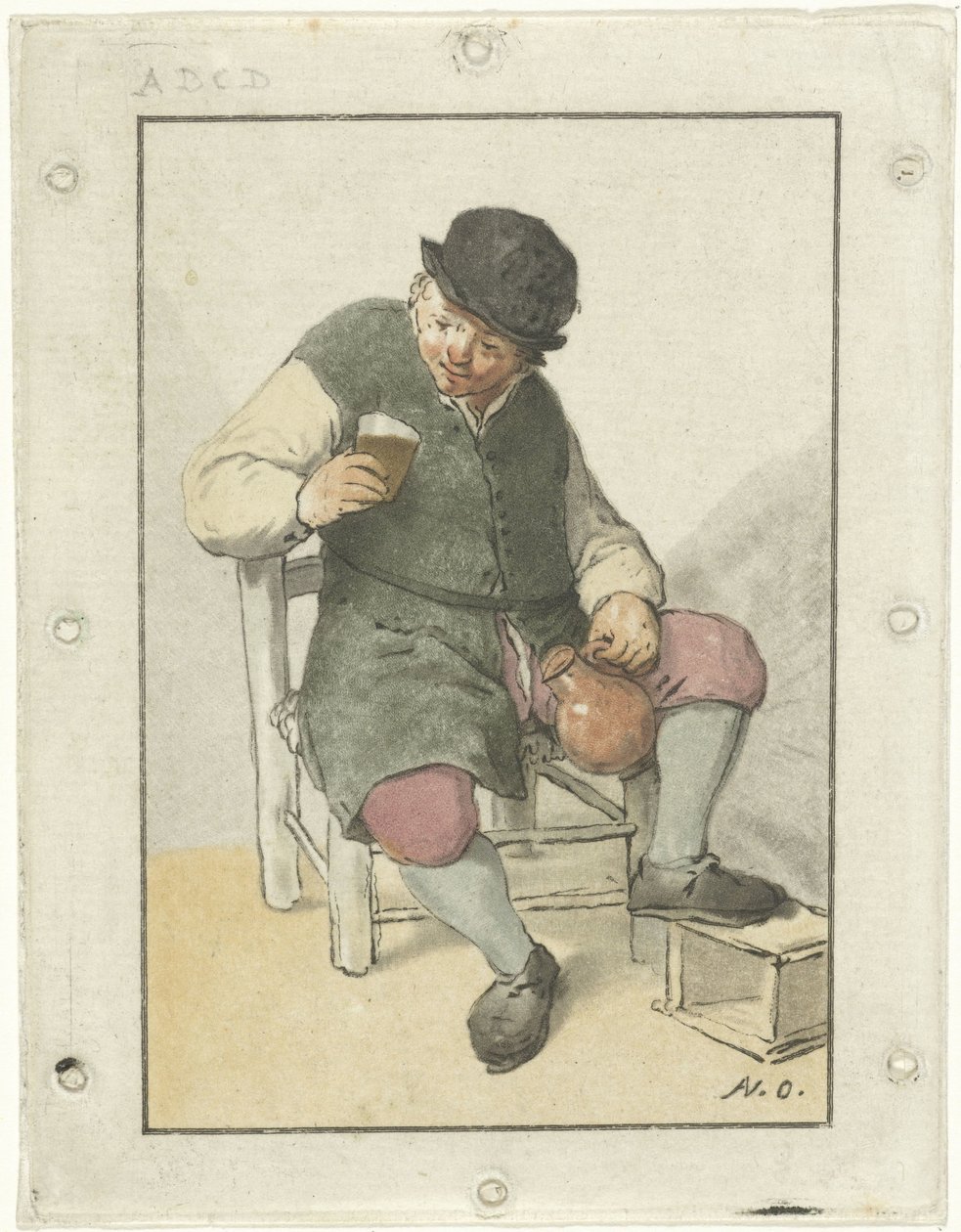 Seated Farmer with Jug by Cornelis Ploos van Amstel