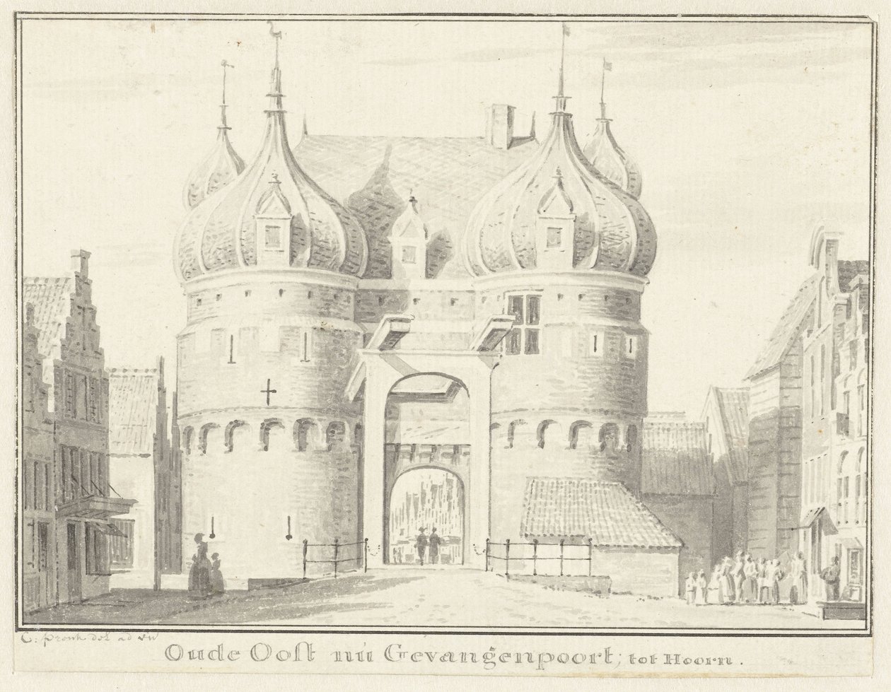 The Old Eastern Gate or Prison Gate in Hoorn by Cornelis Pronk
