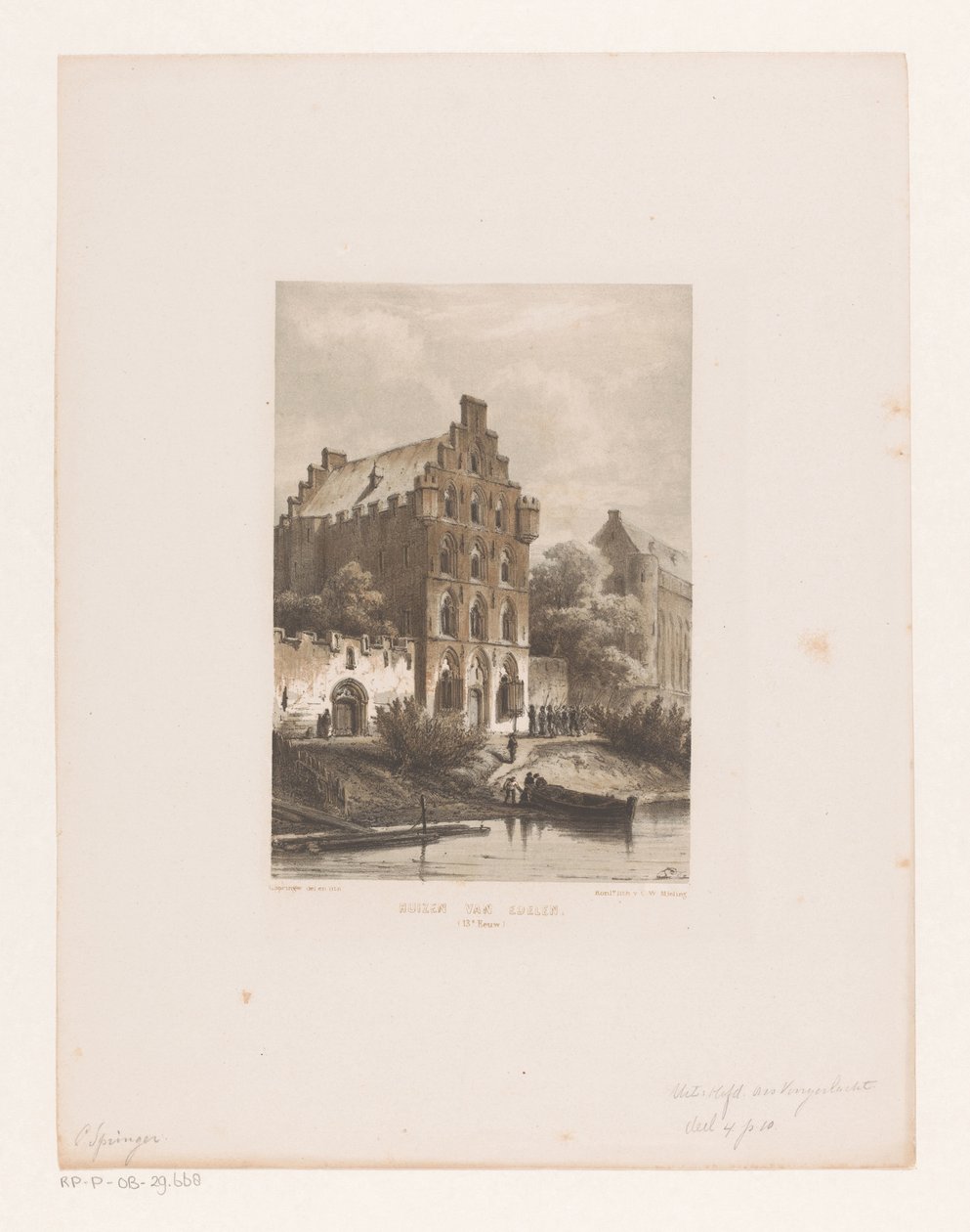 Houses Along the Water by Cornelis Springer