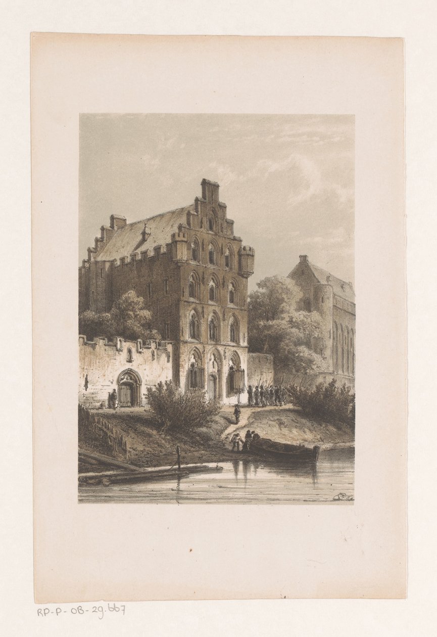 Houses Along the Water by Cornelis Springer