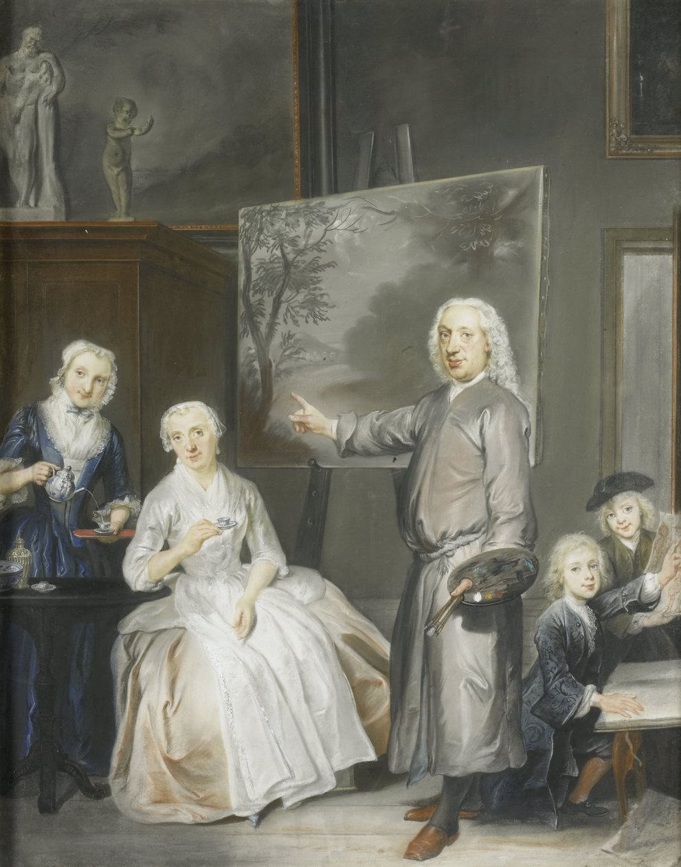 The Landscape Painter Dirk Dalens III (1688-1753) with His Second Wife Maria Schaack (d. 1766) and Their Children Anna (b. 1725), Willem (1737-60) and Jacobus (1741-63) by Cornelis Troost