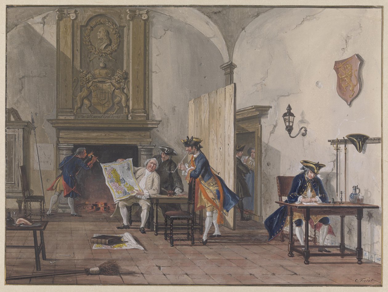Officers in a Waiting Room by Cornelis Troost