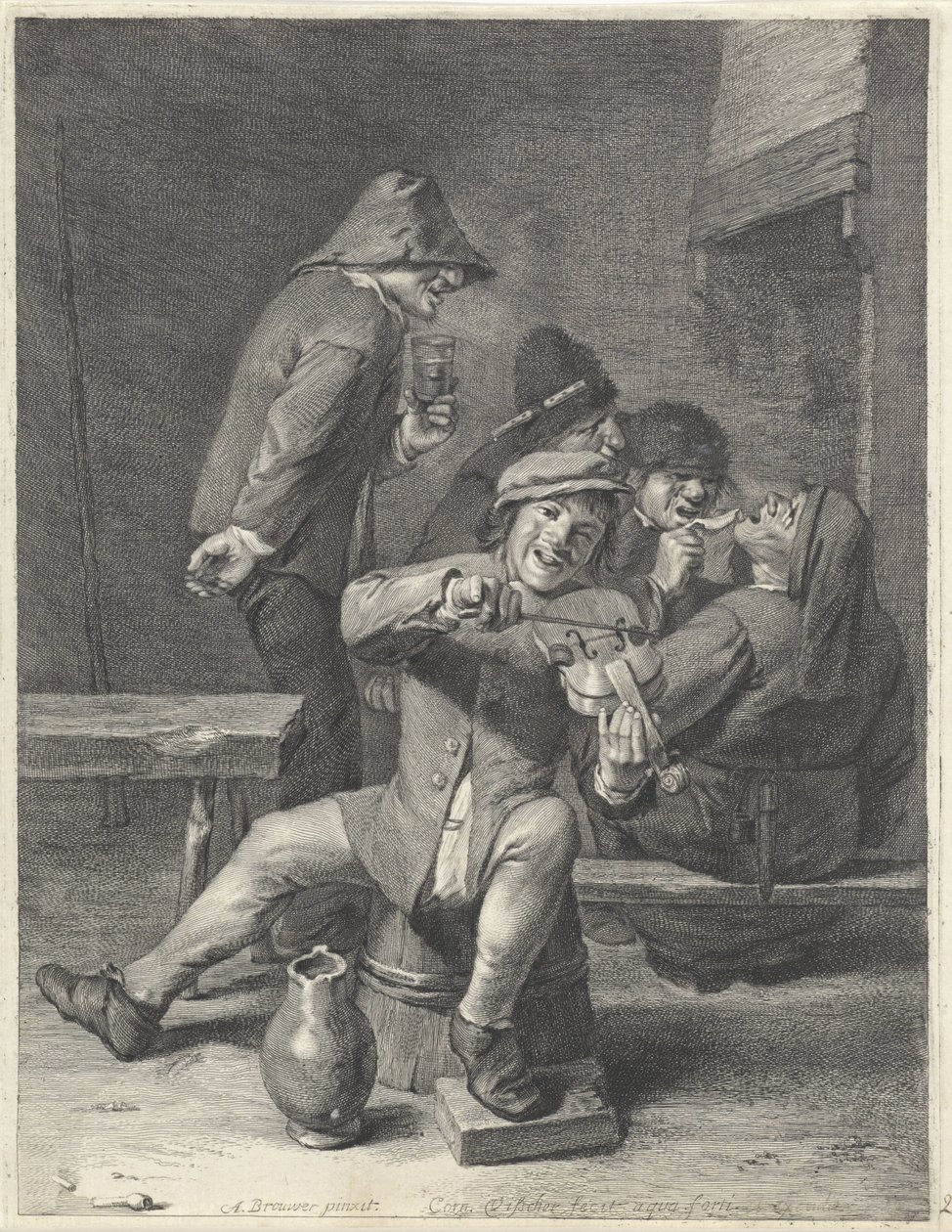 Violinist / Hearing by Cornelis Visscher (II)