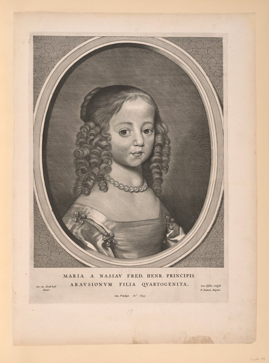 Mary, Princess of Orange Nassau, from Nine Portraits by Cornelis Visscher