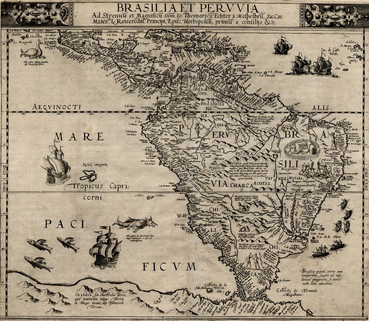 Brazil and Peru by Cornelis de Jode