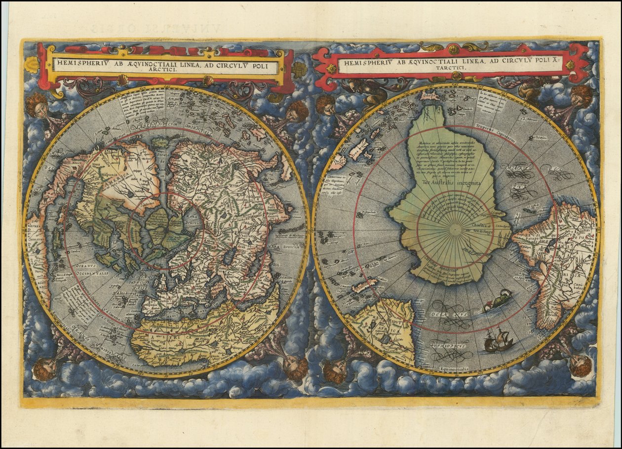 Hemisphere from the Equinoctial Line to the Arctic Circle, 1593 by Cornelis de Jode