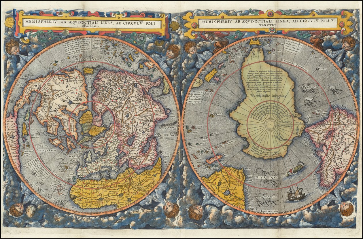Hemispheriu from the Equinoctial Line to the Antarctic Circle - colored by Cornelis de Jode