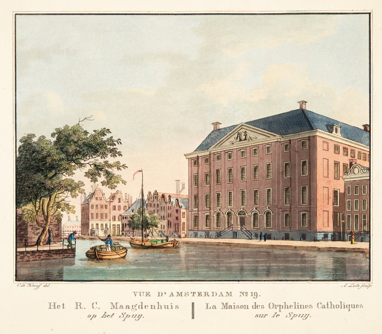 View of Amsterdam No.19. The R.C. Maagdenhuis on the Spuij. The House of Catholic Orphans on the Spuij, 1825 by Cornelis de Kruyff