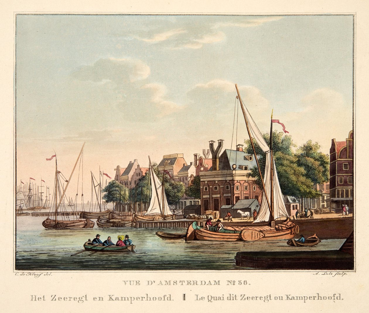View of Amsterdam No.36. Het Zeeregt and Kamperhoofd. The Quay called Zeeregt or Kamperhoofd, 1825 by Cornelis de Kruyff