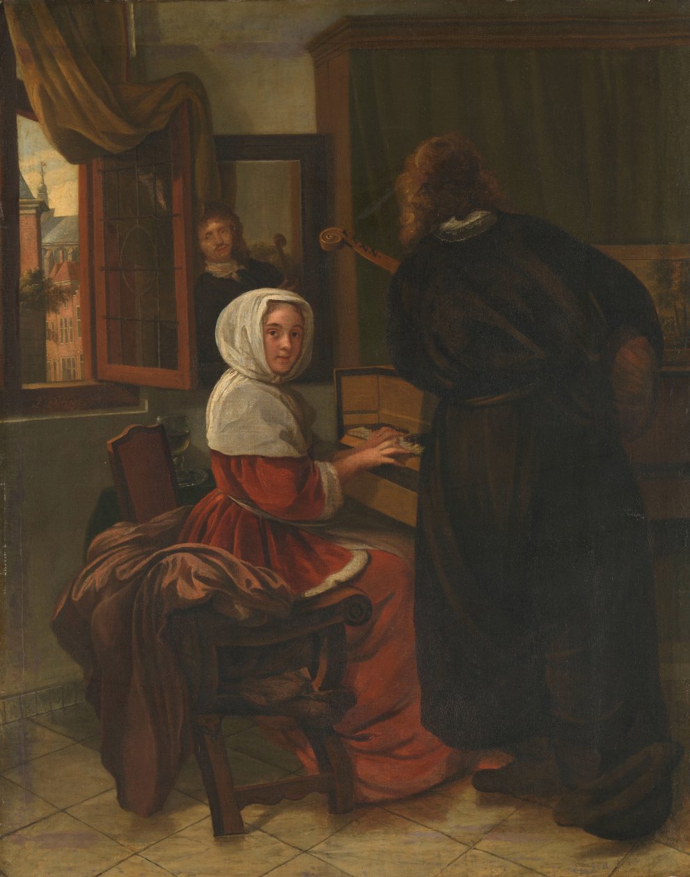 Pair Making Music by Cornelis de Man (manner of)