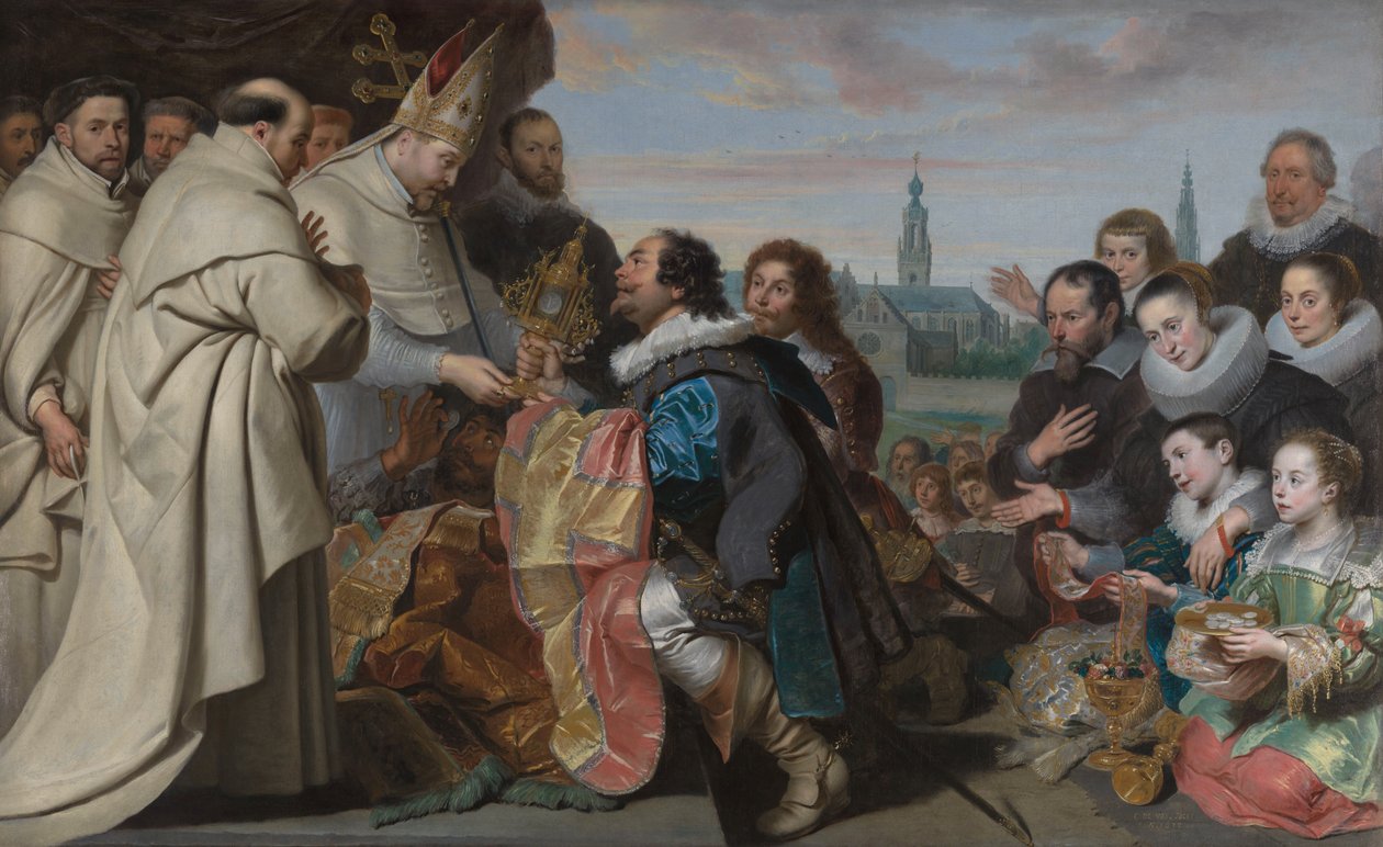The Restitution of the Church Treasures to Saint Norbert after the Defeat of the Heretic Tankelin, with a Portrait of the Snoeck Family by Cornelis de Vos