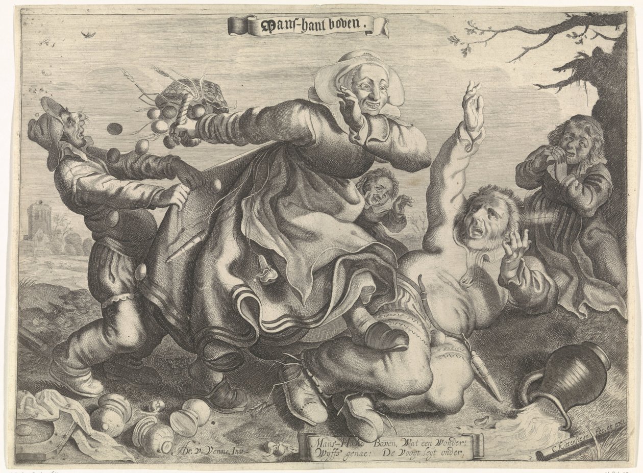 A Woman Trampling Her Husband by Cornelis van Kittensteyn