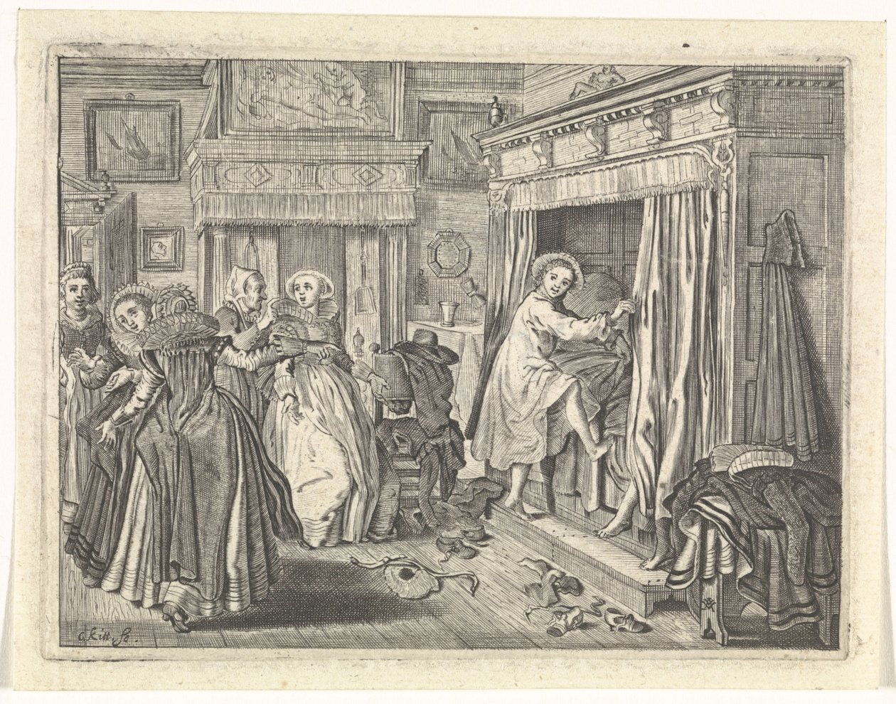 Bedroom Scene by Cornelis van Kittensteyn