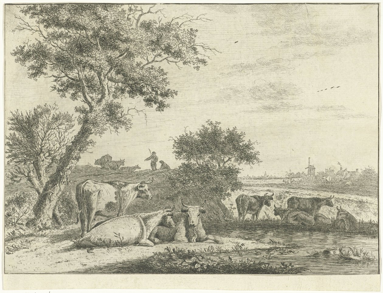 Landscape with Cows by Cornelis van Noorde