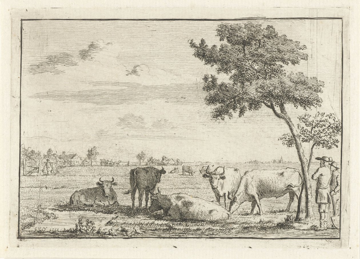 Five Cows in a Meadow by Cornelis van Noorde
