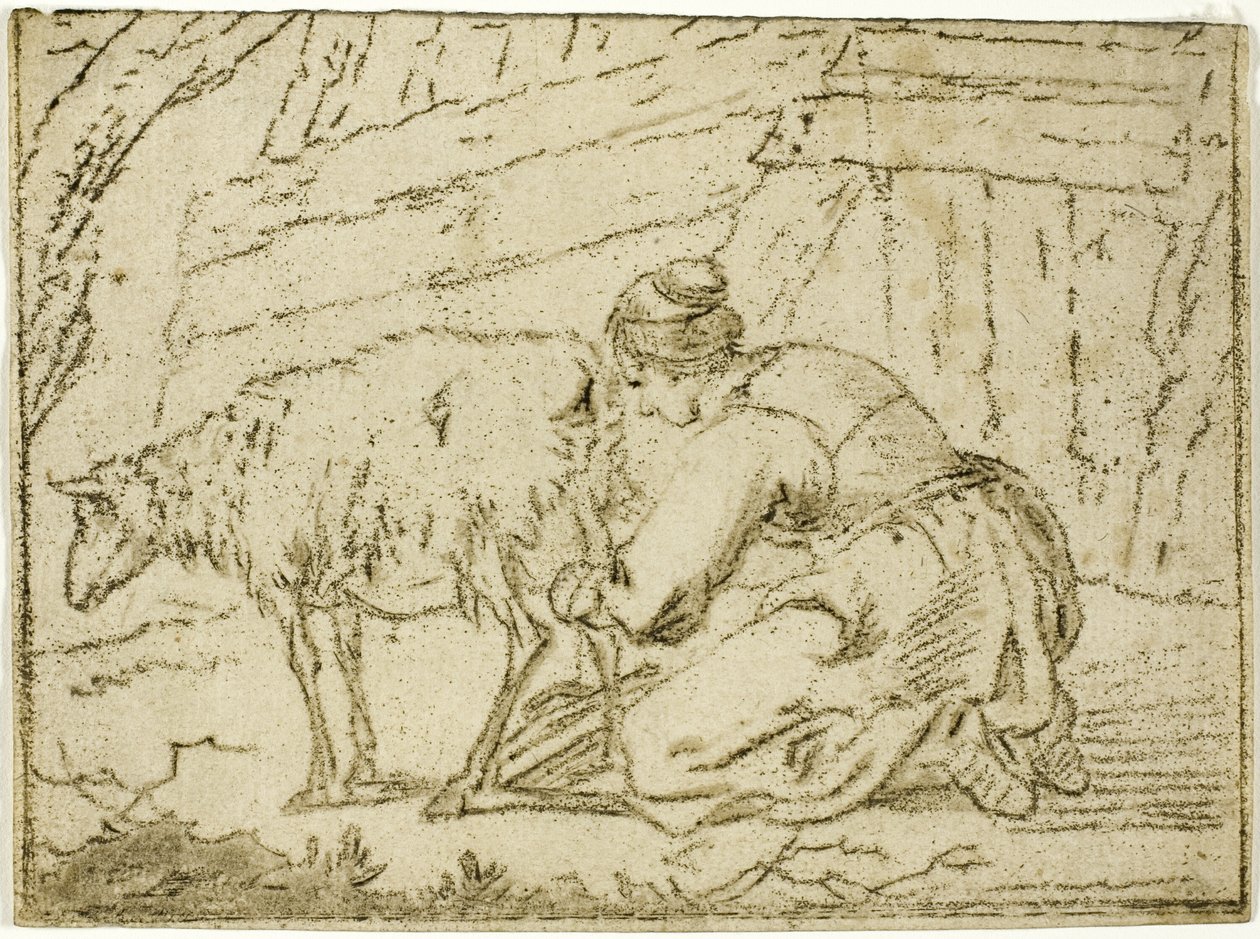 Woman Milking an Ewe by Cornelis van Noorde