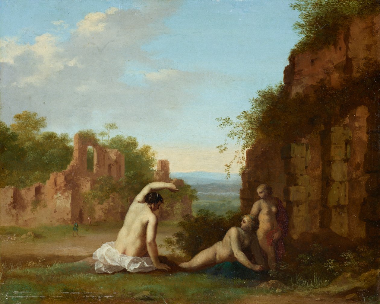 Roman Landscape with Nymphs by Cornelis van Poelenburch