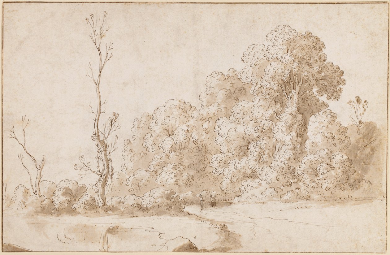 A wooded landscape by Cornelis van Poelenburgh or Poelenburch