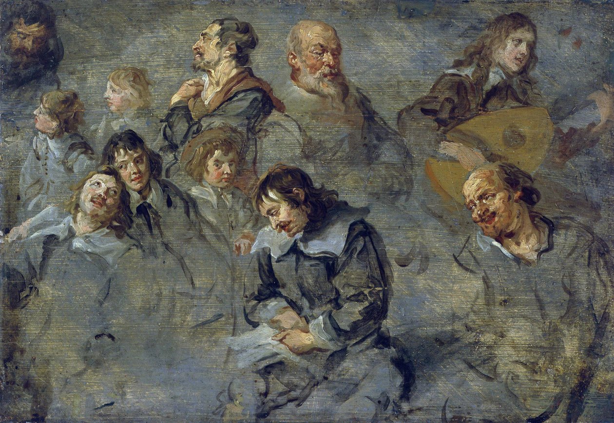 Studies of Male Heads by Cornelius I Schut