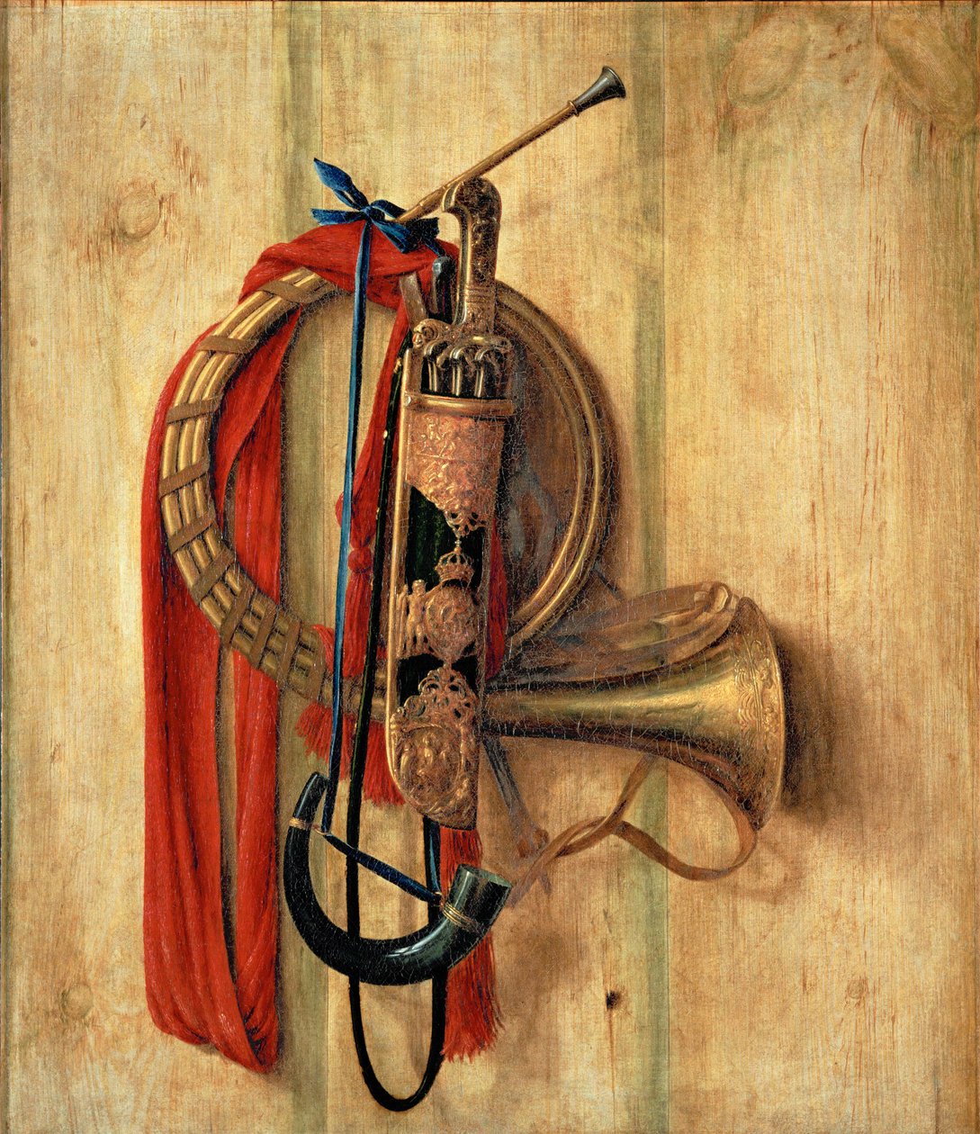 Hunting Equipment on a Wall by Cornelius Norbertus Gysbrechts