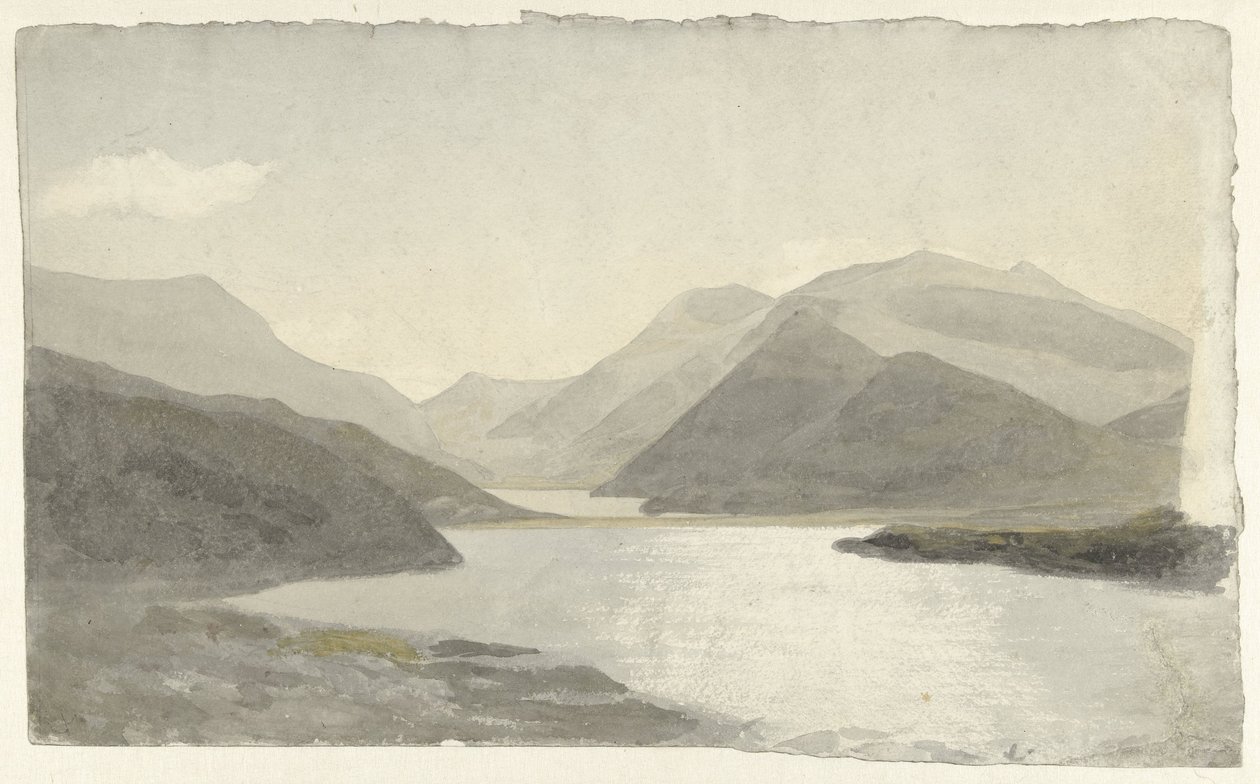 Sunlight over a Lake near Snowdon, Llanberis, North Wales by Cornelius Varley