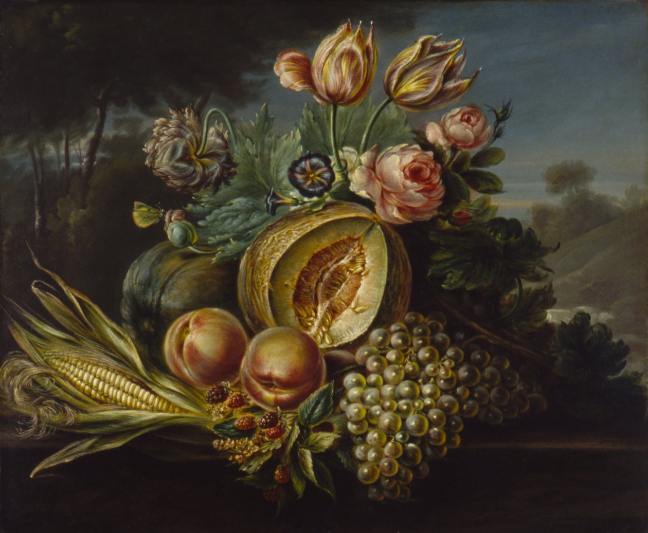 Still Life with Fruit and Flowers by Cornelius de Beet