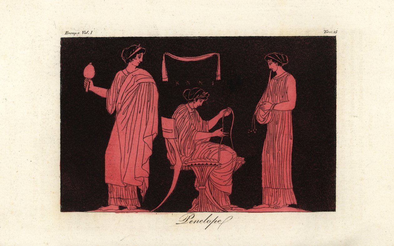 A depiction of Penelope, wife of Odysseus, with her attendants by Corsi Corsi