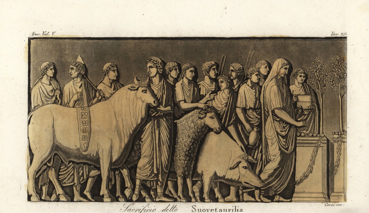 Roman suovetaurilia sacrifice ceremony by Corsi Corsi