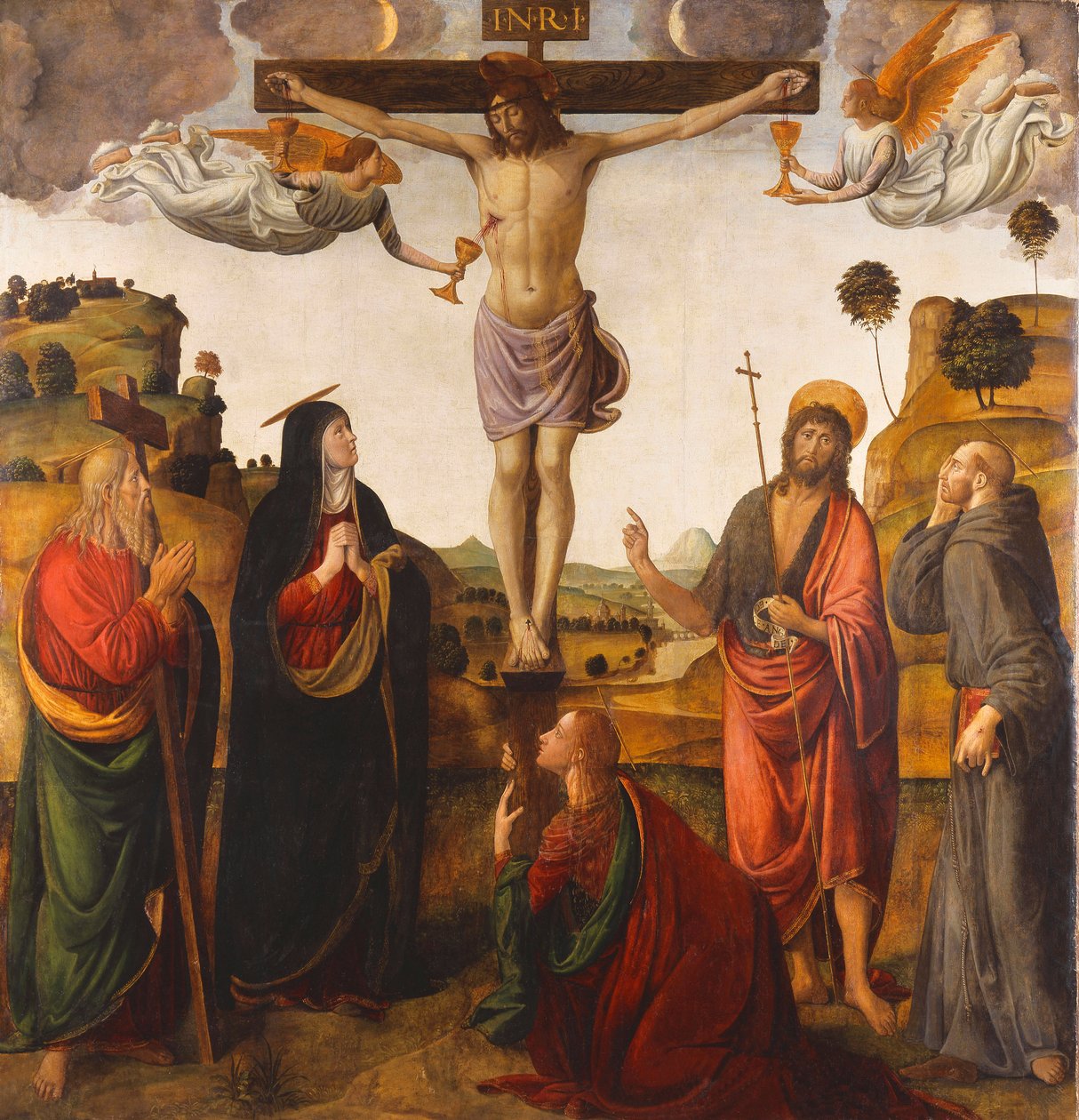 The Crucifixion with the Madonna, Saints John the Baptist, Mary Magdalen, Andrew and Francis, 1503 by Cosimo Rosselli