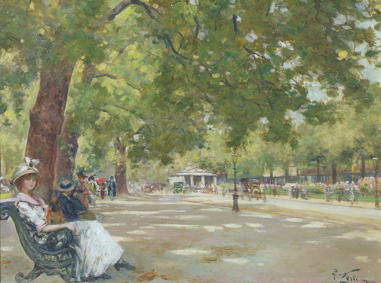 Elegant Figures, Rotten Row, Hyde Park, London by Count Girolamo Pieri Nerli