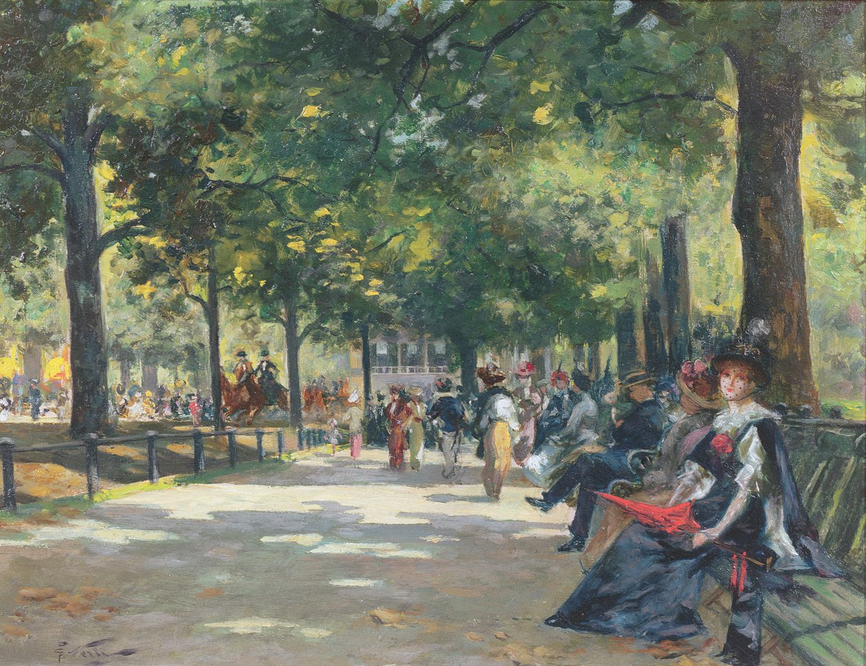 Elegant Figures, Rotten Row, Hyde Park, London by Count Girolamo Pieri Nerli