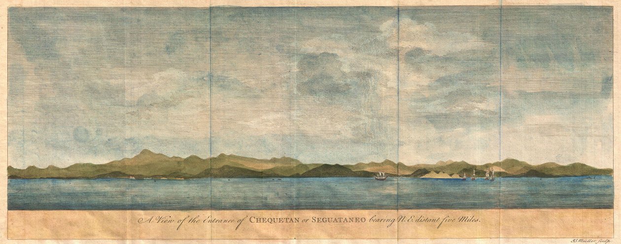 A View of the Entrance of Chequetan or Seguataneo Bearing N.E. Distant Five Miles by Creator