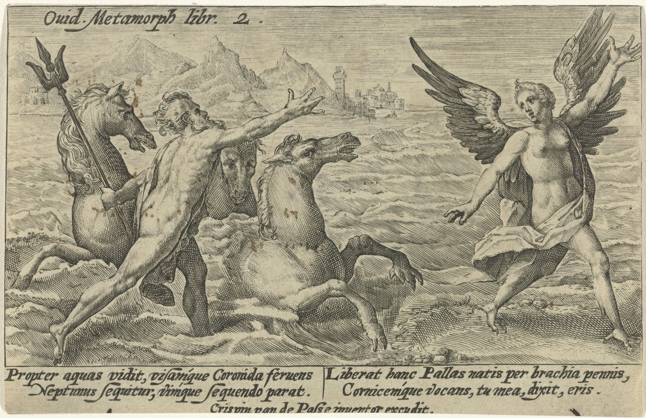 Neptune Reaches for Coronis (Metamorphoses of Ovid) by Crispijn van de Passe (I)