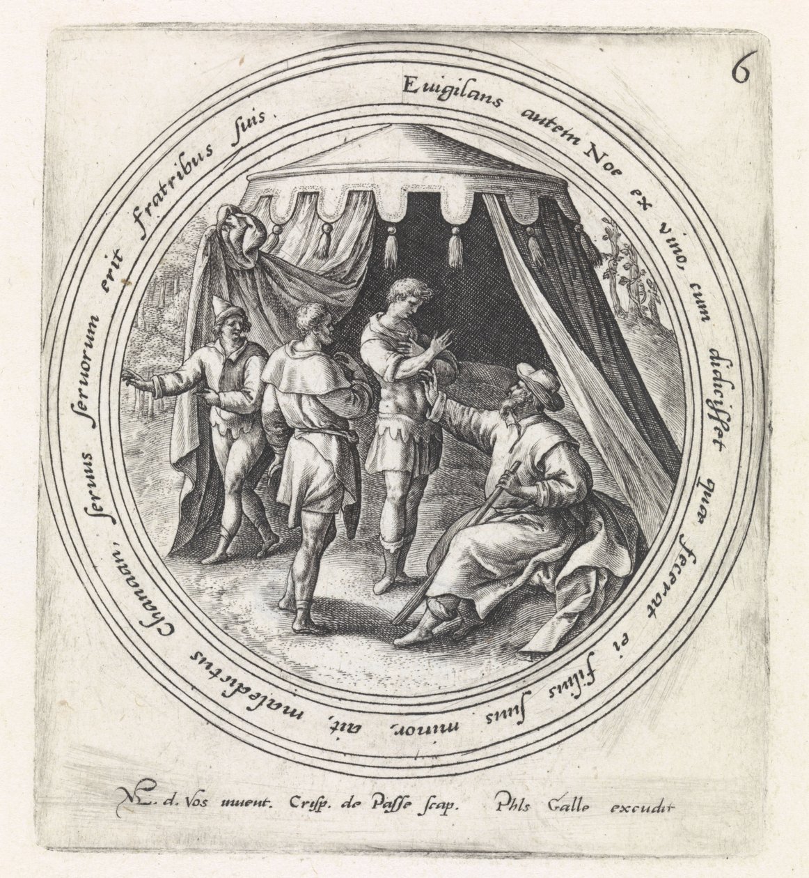 Noah Curses His Son Ham (History of Noah) by Crispijn van de Passe (I)