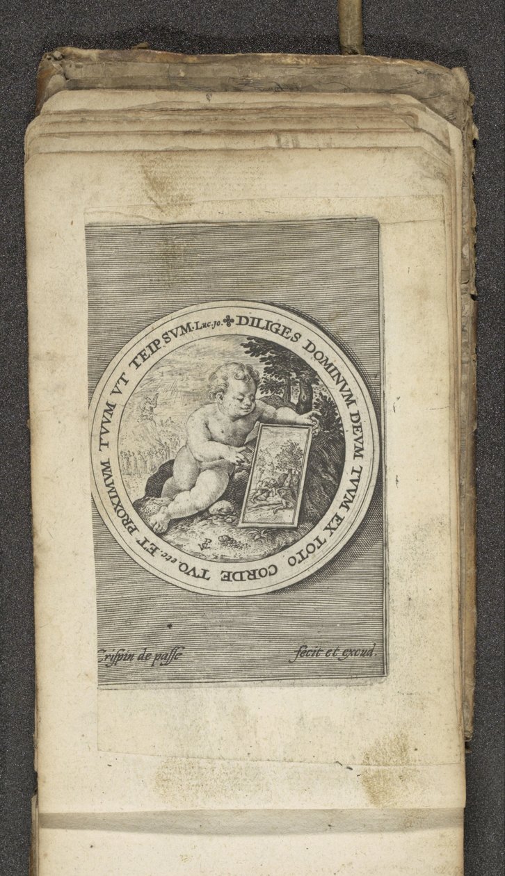 Putto with Tablet Putti Representing the Word of God Verbum Dei by Crispijn van de Passe (I)
