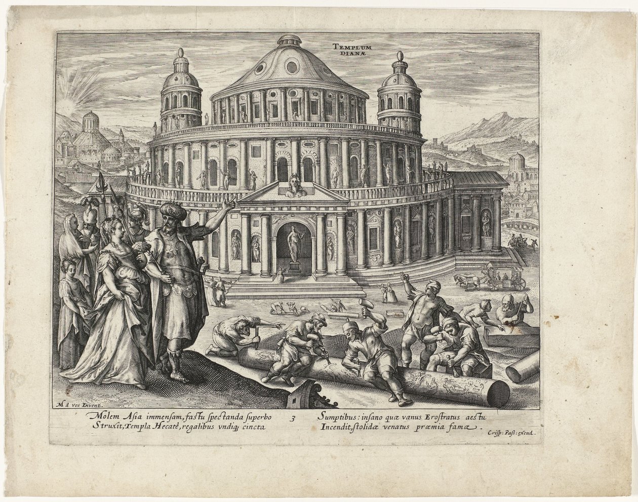 Temple of Diana in Ephesus (The Seven Wonders of the World) by Crispijn van de Passe (II) (attributed to)