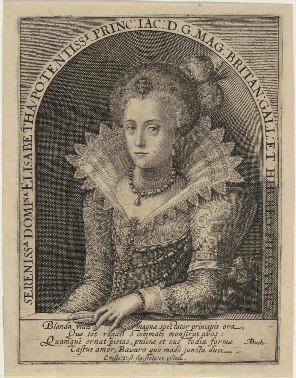 Elizabeth, Princess, Wife of the Elector Palatine Frederick V, King of Bohemia by Crispijn van de Passe I
