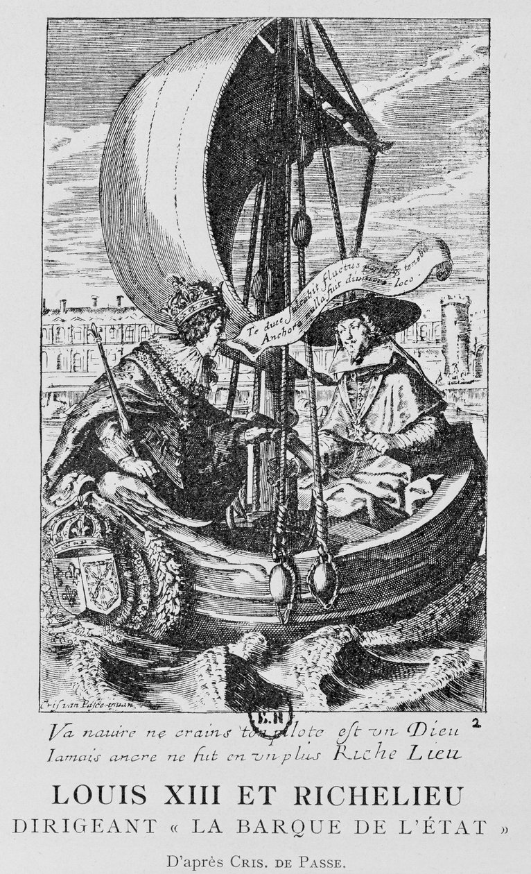 Louis XIII and Richelieu by Crispin I de (after) Passe